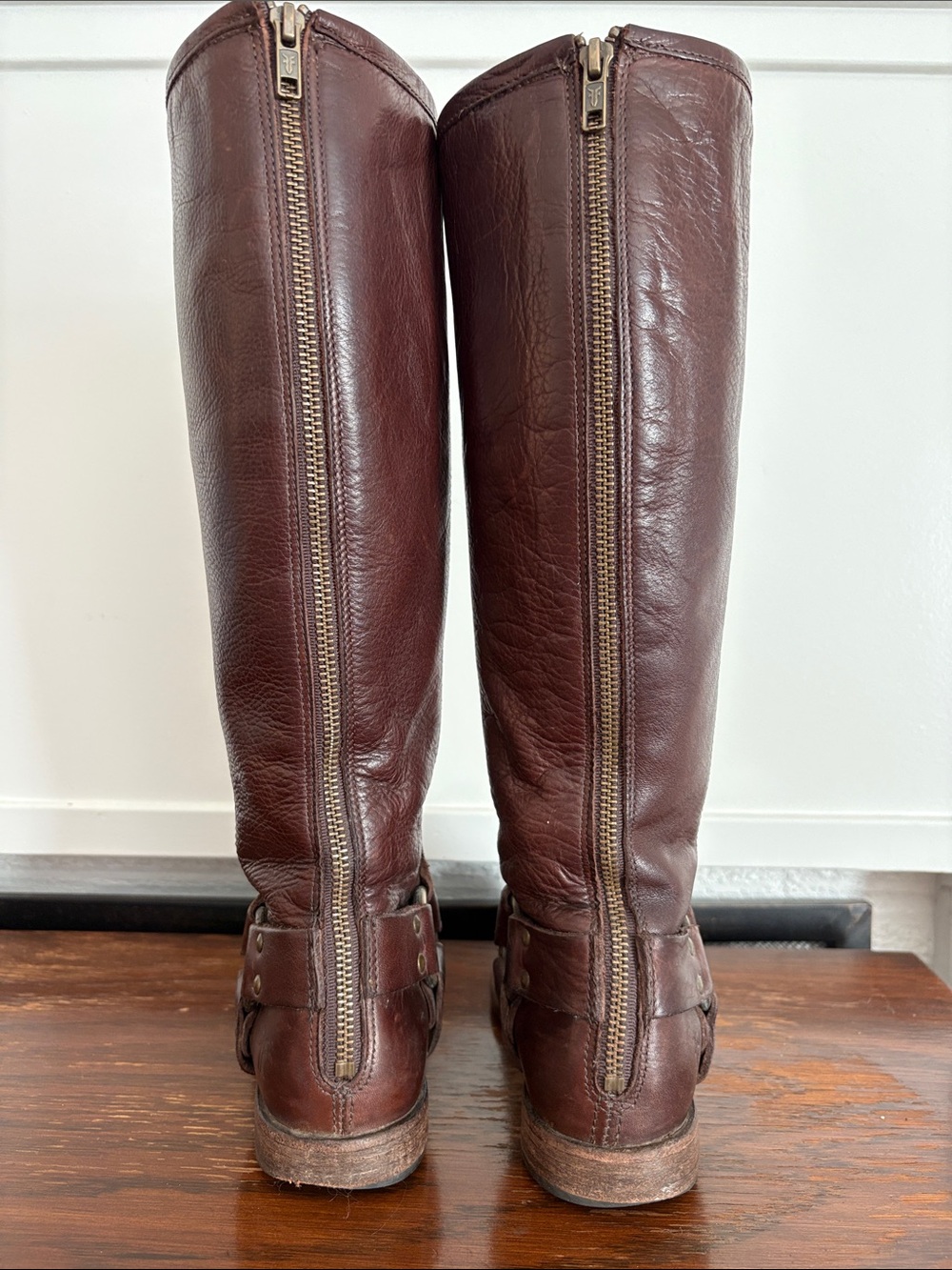 FRYE Philip Harness Brown Leather Riding Boots Size 7 - Picture 3 of 11